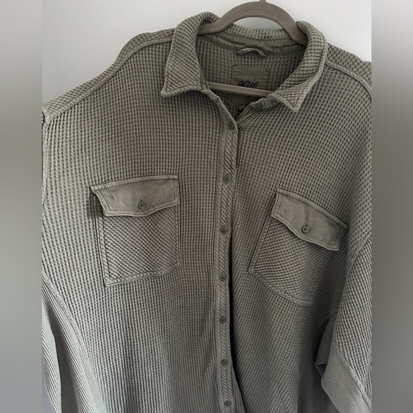 Aerie Lumberjane Waffle Shirt in Olive Fun - Picture 5 of 5